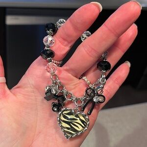 Betsey Johnson Zebra Heart Bracelet with Black and Silver Accents